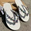 Slippers Comfortable Fashion All-match Beach Shoes For Women 2024 Non-slip Soft Casual Flip-flops Rhinestone Chain Flat Female