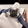 Horloges OBLVLO Topmerk Galaxy Blauwe Wijzerplaat Met Wiel Automatisch Herenhorloge Super Lichtgevend Rubber Waterdicht Reloj Mecanico