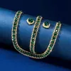 Bangle Earring luxury necklace FYUAN bracelet sets green blue silver crystal in gold color necklace for women wedding jewelry sets bride 240319