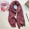 Scarves 2024 Spring And Autumn Cotton Linen Scarf Women's Ethnic Style Shawl Gradient Silk Art