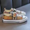 New Fashion Kids Shoes for Girl Cute Plaid Pattern Low Top Canvas Shoes Boys Sneakers Casual Shoes Breathable Large Size