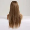 합성 가발 Easihair Long Silky Straight Brown Blonde T 부품 레이스 가발 아기 헤어 고밀도 내밀성 합성 가발 240328 240327