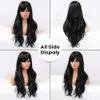 Synthetic Wigs Cosplay Wigs EASIHAIR Long Black Wigs Cosplay Body Wave Synthetic Wigs with Bangs for White Black Women Brazilian American Natural Hair 240328 240327