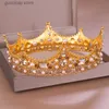 Diadèmes Vintage Or Couronne Royale Ronde Tiara Tête De Mariée Bijoux Perle Cristal Accessoires De Cheveux De Mariage Couronne Ornements Bandeau Diadème Y240319