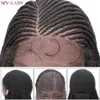 Synthetic Wigs Synthetic Wigs My-Lady 28Inch Synthetic Braids Wig Cornrow Lace Front Wigs Curly Ends Black Women Box Braided Frontal Lace Wigs With Baby Hair 240327