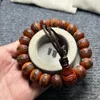 Bracciale con perline di Buddha multi-tesoro intarsiato in osso tibetano di vecchio yak, 15 mm