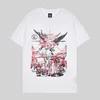 2024 Early Spring New American High Street Trendy Brand Hell Star/Angel Art Text Mönster Hip Hop Print T-shirt