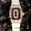 Business Leisure Richa Rm07-01 Automatic Machine Full Diamond Rose Gold Case Tape Mill Watch Women's Watch