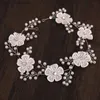 Diadèmes Nouveau style accessoires de mariée fleurs de dentelle coréenne perles tressées bande de cheveux chapeaux accessoires de robe de mariée blanche Y240319
