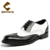 Chaussures sipriks gent blanc homme aile-tip robe chaussures spectateur oxfords mâles chaussures marron brogues toilettes chaussures de mariage