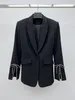 Kadın Suits 2024 Bahar Lüks Moda Kadın Yüksek Kaliteli Elmaslar Yay Siyah% 60 Yün Blazer Ceket Kadın Gdnz 1.06