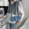 Axelväskor blå denim mini väska kvinnor designer lyx underarm 2024 trend kvinnlig handväska modekedja crossbody tote