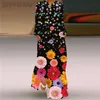 Podstawowe sukienki swobodne vintage moda długa sukienka Butterfly Długie rękawy luźne sukienki S-5xl 240319