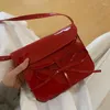 Bolso de hombro pequeño con lazo para chicas dulces con cordón, bolso cuadrado Vintage de charol para mujer, bolsos cruzados con lazo para mujer de PU