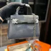 Borsa di marca calda Borsa a tracolla classica elefante grigio Totes Fibbia in metallo Borsa in platino di alligatore brillante in pelle di vacchetta con tracolla in tela di pelle obliqua da donna