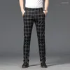 Männer Hosen Hosen Mode Business Klassische Streifen Plaid Schwarz Einfarbig Hosen Hohe Qualität Formale Anzug Männlich 30-38