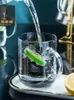 Kupalar Instagram Elektrokaplanmış Cam Tutucu Kupa Şeffaf Kupa Yüksek Borosilikat Su Evi Isı Dayanıklı Süt