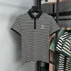 Wysokiej jakości wykwintna haftowa moda z krótkim rękawem T-shirt męskie marka Trend Trend Stripe Casual Youth Lapel Polo Shirt 240319