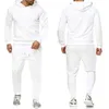 Classic Mens Solid Color Tracksuit Hooded Sweatshirts and Jogger Pants High Quality Male Daily Casual Sports Hoodie Jogging Suit 240312