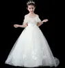 Sweet Ivory Tulle remmar Applique Flower Girl Dress Girl's Pageant Dresses Party/Birthday Dresses Girl's Skirt Custom SZ 2-12 D319035