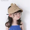 Wide Brim Hats Bucket Hats Cute Summer Childrens Str Hat Portable Folding Open Top Suncap Adjustable Width Brim Beach Hat Baby Casual Sun Hat Y240319