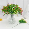 Decorative Flowers 5Pcs/lot Artificial Cherry Branch High Quality Baby Breath Fake Plants Long Bouquet Home Wedding Decor Autumn Festival