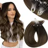 Extensions Vesunny Micro Ring Loop Hair Extensions Human Hair Seamless Micro Link Remy Human Hair Invisible 50Gr/Pack 1424 tum