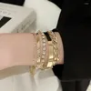 Link Armbänder Mode Punk Gold Farbe Armreifen Für Frauen Männer Trendy Strass Metall Böhmischen Schmuck Zubehör Geschenk Großhandel