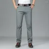 Men's Pants Brand Clothing Straight-fit Suit Men Spring Summer Business Stretch Grey Khaki Black Thin Trousers Male Size 40 42