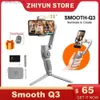 Stabilizatörler Zhiyun Smooth Q3 Evrensel Ortak Akıllı Telefon 3 Eksenli Mobil Mobil Evrensel Ortak Taşınabilir Stabilizatör İPhone 14 Pro Max 13 Pro Samsung Q240319