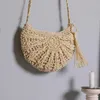 Totes Simple Rattan Weave Böhmen Handväska Summer Beach Holiday Shoulder Bag Crossbody For Women Khaki Straw Tassel Small Messenger