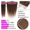 Sentetik peruk saç parçaları 12a 10-32 #4 Çikolata kahverengi düz insan saç demetleri kapanan ön çiğ brezilya saç örgüsü kapanışlı 240328 240327