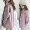 Весенне-зимнее детское мягкое длинное шерстяное пальто, толстые теплые куртки для девочек, верхняя одежда, ветрозащитная детская одежда, высокое качество 240304