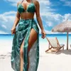 Mulheres Swimwear Beach Resort sótão rendas até camisola decote conjunto de maiô adequado para mulheres de cintura alta biquíni verão cor design J240319