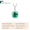 Potiy Square Simulated Nano Emerald 925 Sterling Silver Pendant Necklace for Women valentines day gift jewelry sets NO Chain 240305