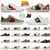 Mode Casual Chaussures Hommes Femmes Blanc Plat 1977s Vert Rouge Brodé Couples Italie Dessins Animés Baskets Basses Véritable Ace Bee Cuir Tigre Serpent Broderie Tennis