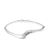 Bangle BN-00166 2024 In Waved Rhinestone Bangles For Women Bulk Items Wholesale Silver Plated Jwellery Personalized Gifts