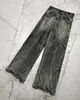 Y2K Quaste Jeans Herren Schwarz Grau Gewaschen Jeans Gothic Stil Street Trend Teen Kleidung Retro Lose Breite Bein Hosen 240311