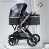 Strollers# New Cartton Baby Stroller 3 In 1 with Car Seat PU leather foldable Newborn carriage travel trolley pram newborn pushchair baby L240319