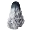 Perucas sintéticas cosplay perucas branco cinza gradiente prata peruca resistente ao calor cabelo sintético longo ondulado perucas 240329