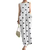 Casual Dresses Dot Print Long Dress Women Beach Party Summer Maxi With O Neck Big Pockets For Plus Size Soft Ankel