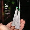 Decoratieve beeldjes Chinese Bamboe Verf Cadeau Spelen Vouwwaaier Oude Stijl Hanfu Rode Zijde