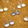 Dingle örhängen 1Pair 5Clrs Classic Natural Shell Pendant Round For Women Crystal Elegant Wedding Party Jewelry Hand Made