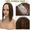 Toppers Snoilte Toppers Hair Human Hair Natural Hair Wig 100% 7x12.5cm Silk Base Hair Cilp Wigs Clip In Hair Extension 12Inch Hairpiece