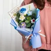 Dekorativa blommor färdig gradvis rosbunt handvävd bukett simulering odödlig blommor arrangemang semester presentdekoration