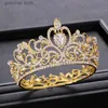 Tiaras Trendy Bride Crown Baroque Rhinestone Crystal Crown Headband Queen Crown Golden Crown Hair Accessories Bridal Wedding Crown Y240319