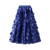 Qooth в стиле панк, 10 цветов, тюлевая юбка в горошек, длинная юбка-пачка трапециевидной формы с эластичной резинкой на талии QT2176 240319