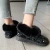 Boots Women Boots Glitter Short Boots Female Cozy Warm Ankle Boots Woman Flat Furry Shoes Women's Bling Snow Boots Zapatos De Mujer