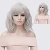 Synthetic Wigs Cosplay Wigs MSIWIGS Short Cosplay Wave Wigs for Women Red Wig with Side Bangs Green Synthetic Hair Wig Heat Resistant 240329