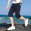 Shorts Masculinos Verão Casual Esporte Cortado Jovens e Homens de Meia Idade Calças de Praia de Secagem Rápida Seda Gelo Solta